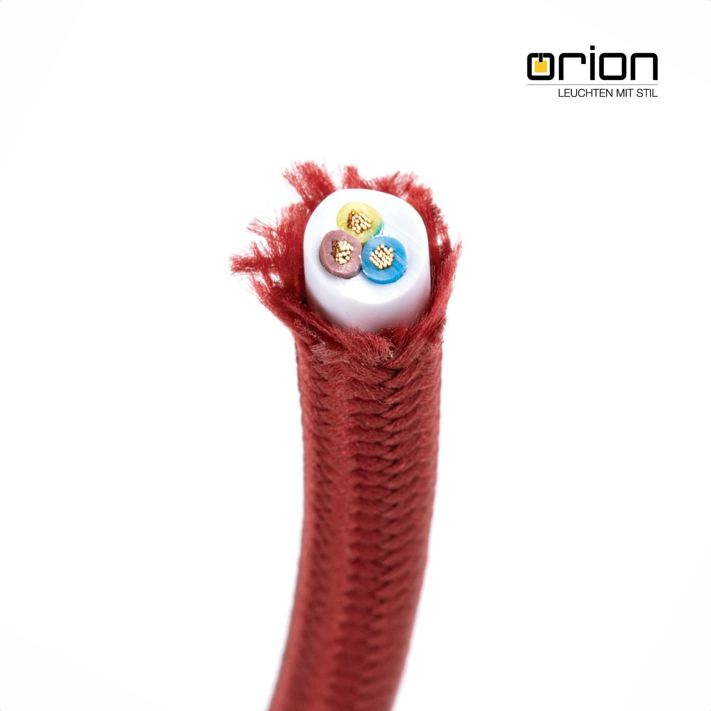 Textile cable for lamps, 5m Bordeaux, 3-core, (3x 0.75mm²) - Plastic power cable with earth conductor, textile wrapped.