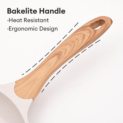 JEETEE Aluminum Frying Pan 20 cm Glass Lid, Pan with Non-Stick Coating, Induction Gas Electric Oven, Coated Frying Pans, Induction Pan with Handle, frying & cooking, PFOA-free (beige)