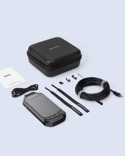 DEPSTECH Dual Lens 1080P Endoscope Camera with Light, Endoscope with 4.5-inch IPS screen, HD Inspection Camera with 6 adjustable LED lights, 3500mAh battery, 32GB TF card, carrying case, Pipe Camera (5M)