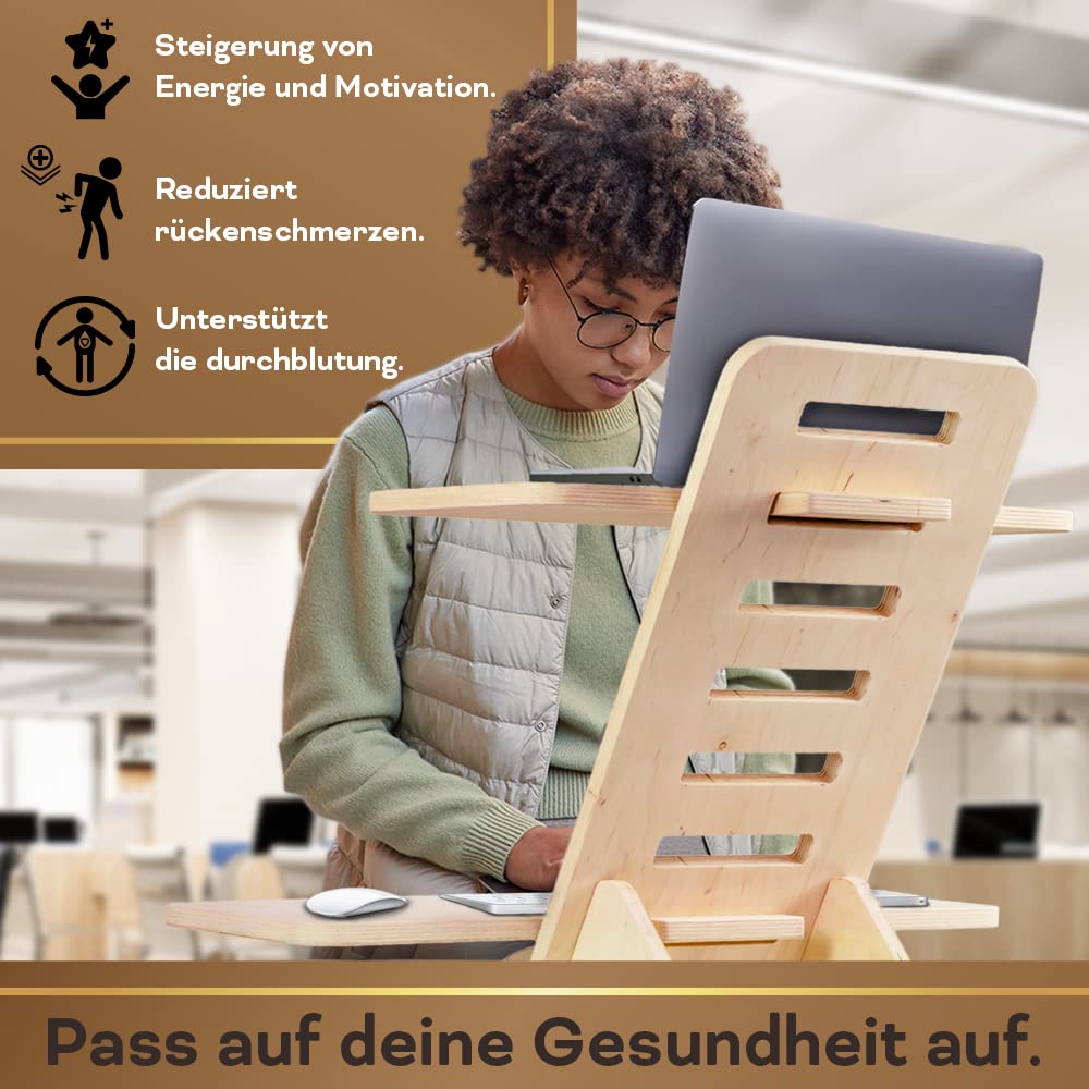 CAWI Standing Desk Attachment | Wooden Standing Desk | Standing Desk | Stand | Wooden Desk Attachment | Standing Desks | Standsome Standing Desk | Standing Desk | Made in EU