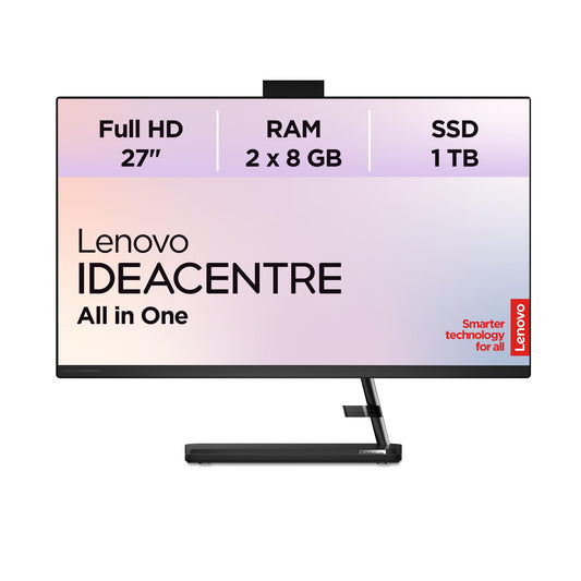 Lenovo IdeaCentre 3 All in One | 27" Full HD Display | AMD Ryzen 7 7730U | 16GB RAM | 1TB SSD | AMD Radeon Graphics | Windows 11 Home | QWERTZ | Black | includes keyboard & mouse | 3 months Premium Care