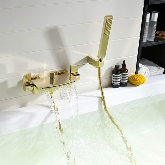 Bathtub faucet waterfall faucet bathtub mixer with shower tub faucet, tub faucet waterfall, bathtub faucet set, brass bathtub faucets (gold)