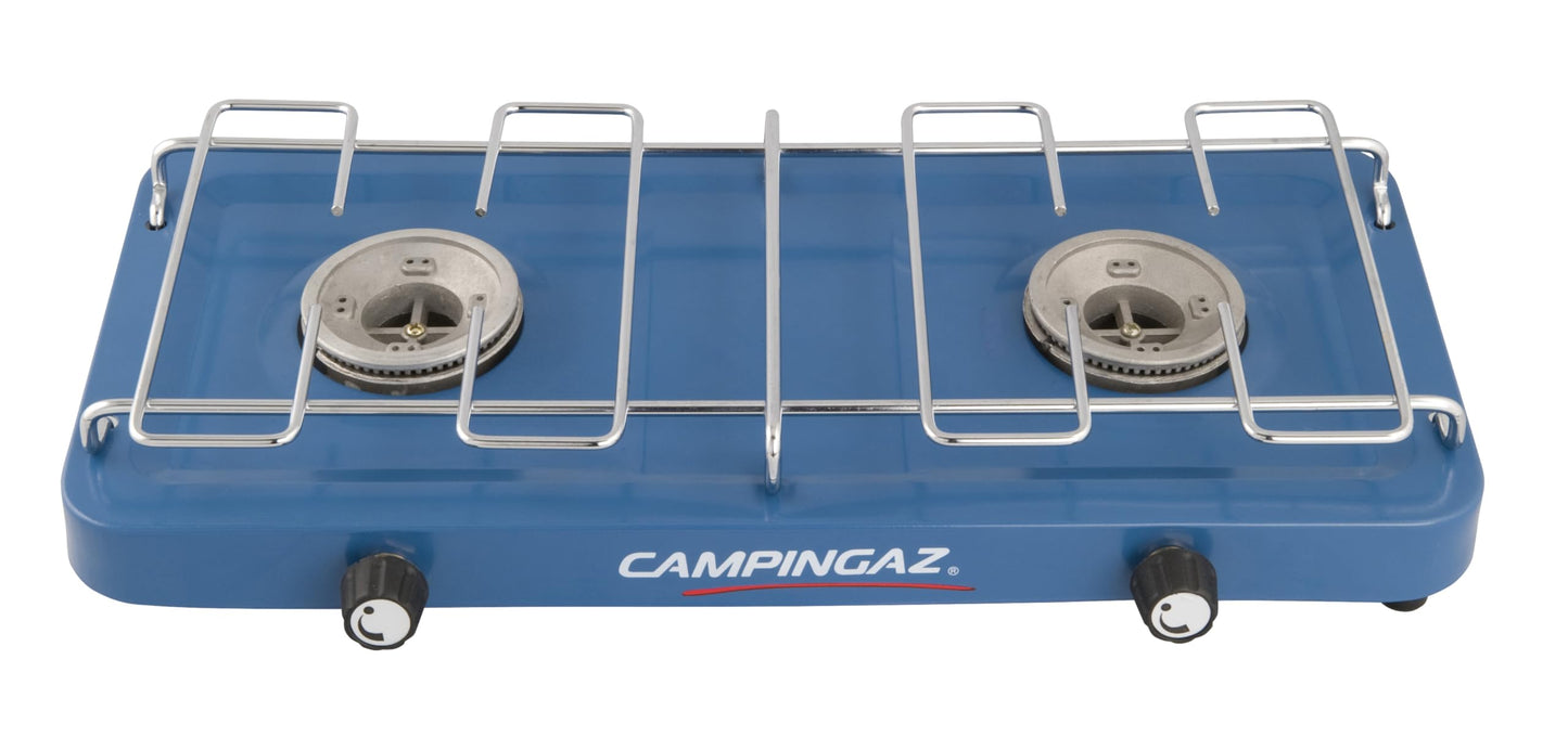 Campingaz Base Camp compact outdoor camping stove, gas stove 2 burners, tabletop stove 3,200 watt, Blue, One size
