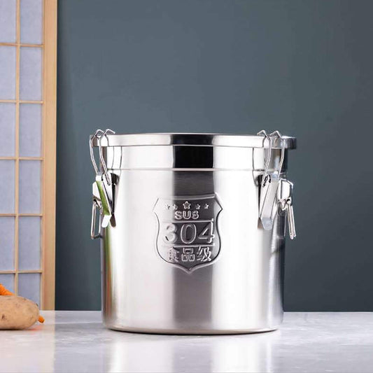 Loobiiny 12L grain container, airtight stainless steel container, 25 x 25 cm, metal airtight food storage containers.