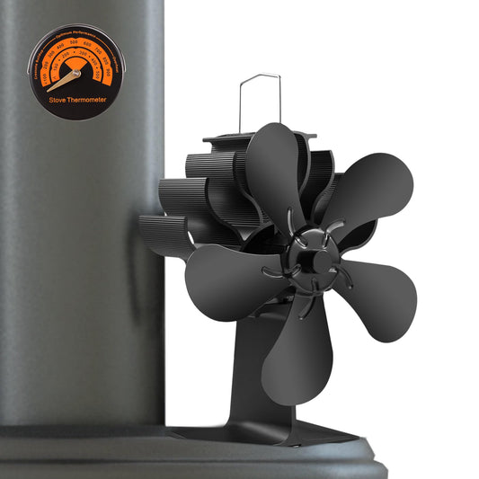 5 sheets Heat Powered Stove Fan - PYBBO Non-Electric Silent Fireplace Fan circulates warm air for gas/pellet/wood stoves