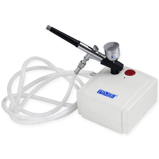 PME 1 Airbrush & Compressor Set for cake crafting and cake decorating, Plastic, White