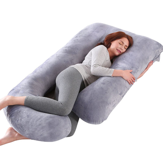 ShowyLive Pregnancy Pillow Nursing Pillow XXL Side Sleeper Pillow with Washable Cover for Pregnant Women and Anyone with Hip or Back Pain (145x70cm, Gray)