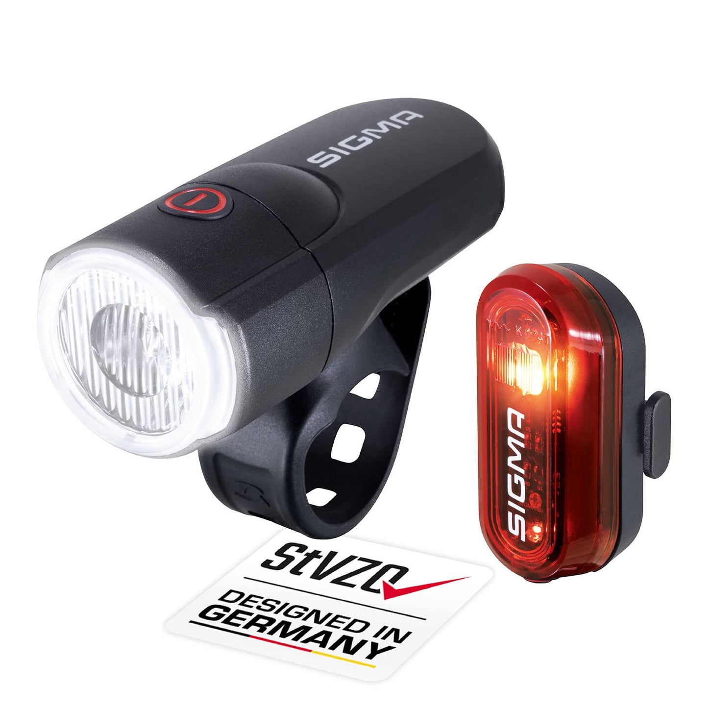 SIGMA Aura 30 & Curve | battery-powered bike lights set | tool-free installation | splash-proof | StVZO approved | front + rear bike light