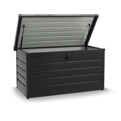 Juskys Metal Storage Box Limani 380 liters - Outdoor Box - waterproof, lockable - Garden Box, Cushion Box, Pillow Box for Garden Anthracite