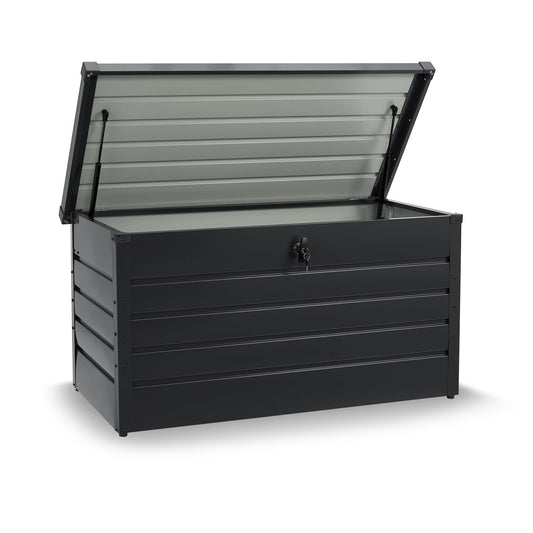 Juskys Metal Storage Box Limani 380 liters - Outdoor Box - waterproof, lockable - Garden Box, Cushion Box, Pillow Box for Garden Anthracite