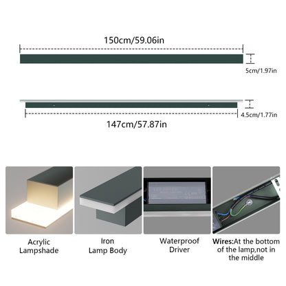 Klighten LED Long Wall Light, Anthracite Outdoor/Indoor Wall Lamp IP65, Outdoor Wall Lights 45W/150cm, Outdoor Light Iron Acrylic, Outdoor Lamp for Gardens Terraces Bedrooms, Warm Light 3000K