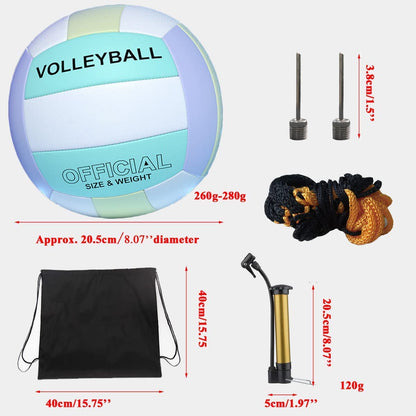 Size 5 volleyball, soft PU leather beach volleyball, waterproof indoor and outdoor sports volleyball, competition volleyball is suitable for beginners, professional athletes, and teenagers.