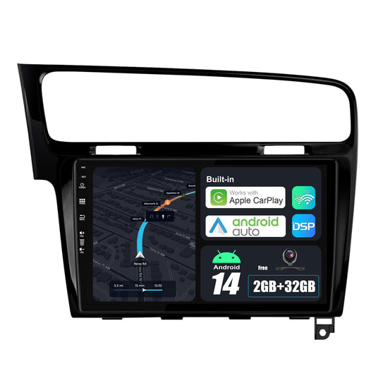 BXLIYER Android 14 IPS car radio fits Golf 7 (2013-2018) - Built-in CarPlay Android Auto - FREE camera - 2G+32G - 10.1 inch 2 Din - DSP DAB Steering Wheel Control WiFi Fast-Boot 4G