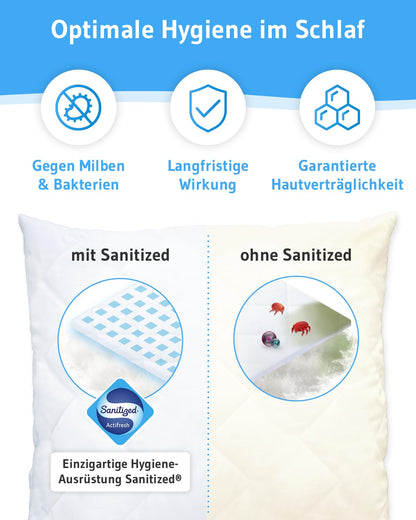 VERDA Pillow - Pillow 40x60 Made in Germany, 100% sustainable, Orthopedic Sleep Pillow 40 x 60 made from recycled fibers, adjustable height for stomach, back, side sleepers, suitable for allergy sufferers