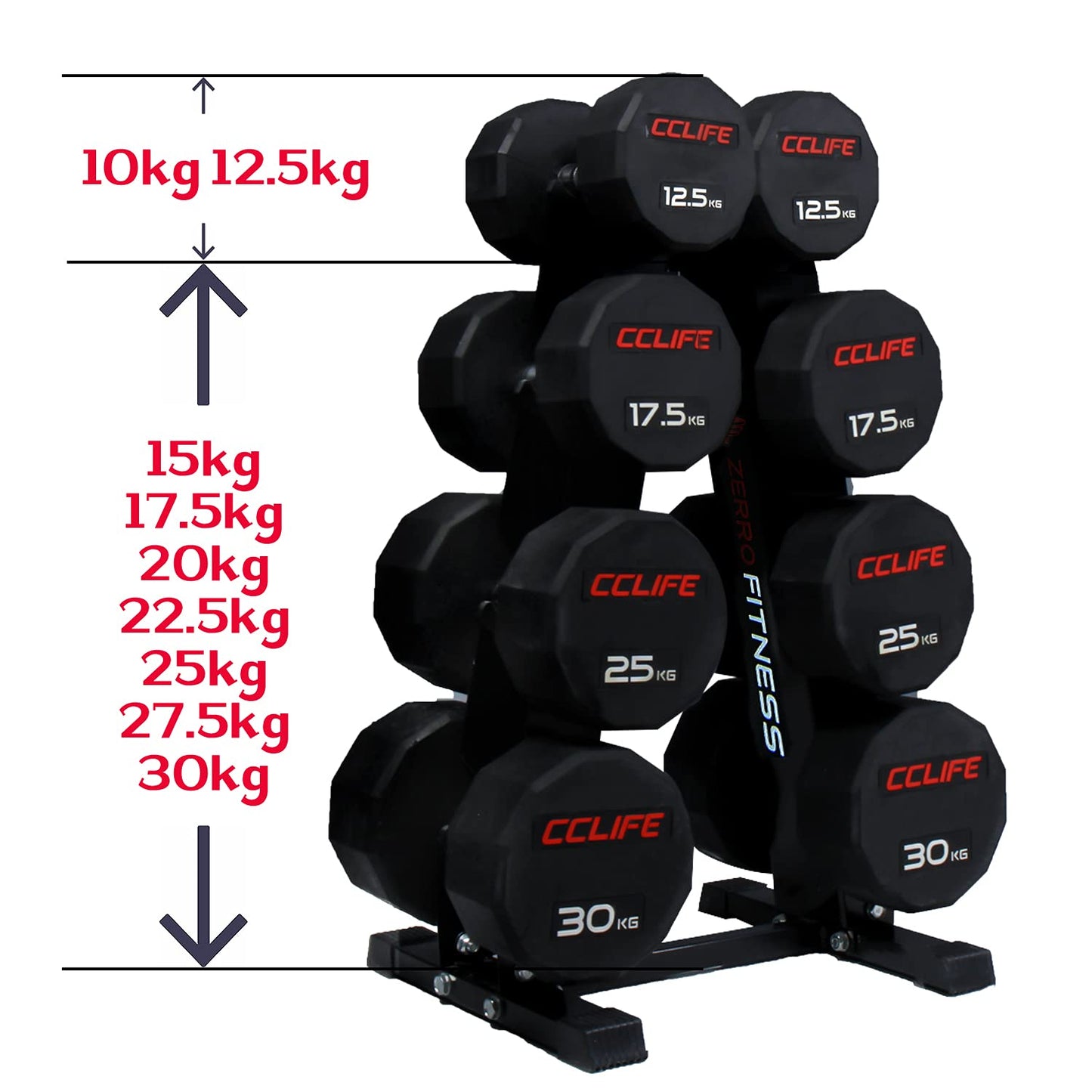 ZERRO Dumbbell Rack Professional Dumbbell Stand Dumbbell Shelf Dumbbell Rack 300kg Capacity