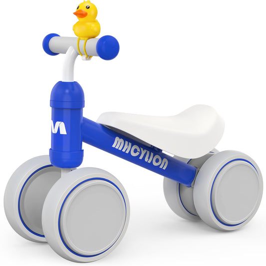 MHCYLION Kids Balance Bike from 1 year old with 4 wheels for 10-24 months baby, First Ride-On Bike for Boys Girls as gifts- Dark Blue