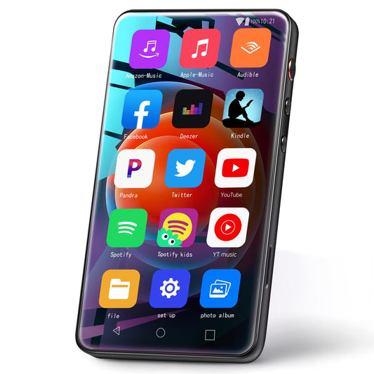 MYMAHDI MP3 Player with Bluetooth and WiFi up to 1TB, 4" Music Player Touch Screen with Spotify, Pandora, Android Streaming MP3 Player with Audible, HiFi MP4 Player with Speaker, Black