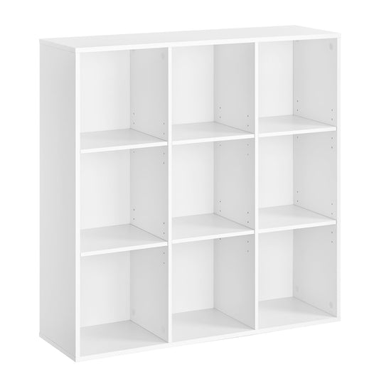 VASAGLE Bookcase, Bookshelf, with 9 Compartments, Office Shelf, Cube Shelf, Storage Shelf, for Living Room, Bedroom, Office, Kids' Room, White LBC177W01