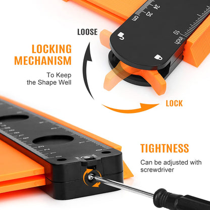 DODOWIN Contour Gauge Large 2pcs, Contour Gauge with Lock, Laminate Template, Contour Gauge, Birthday Gift for Men Grandpa, Father's Day Gift for Dad Birthday