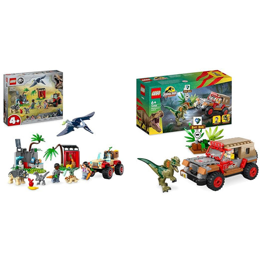 LEGO Jurassic World Baby Dino Rescue Center & Dilophosaurus Ambush from Jurassic Park, Dinosaur Toy Set with Figure and Jeep for Kids ages 6+ 76958