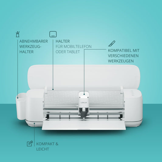 LOKLiK iCraft Plotter Machine - Cutting machine for personalizing textiles, mugs, bags, stickers, and decorations. Compatible with flex film, paper, leather, cardboard, and more. (White)