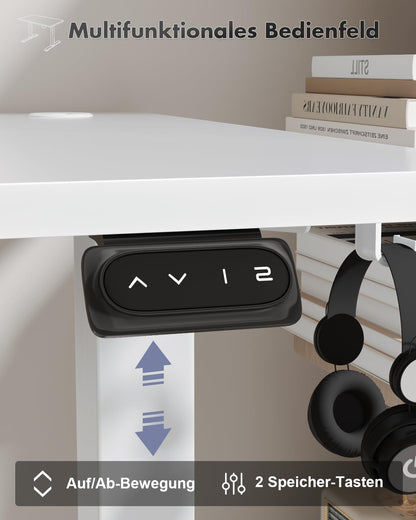 Devoko Height Adjustable Desk, Electric Standing Desk Adjustable Height Table, Sit-Stand Office Desk, Computer Desk with Memory Function, Standing Desk, Office Desk, 100 x 60 cm, White