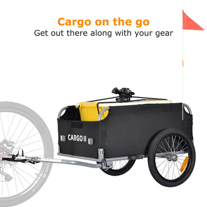Tiggo Cargo II bike cargo trailer with 130 liters volume. Foldable bike trailer for transporting loads.