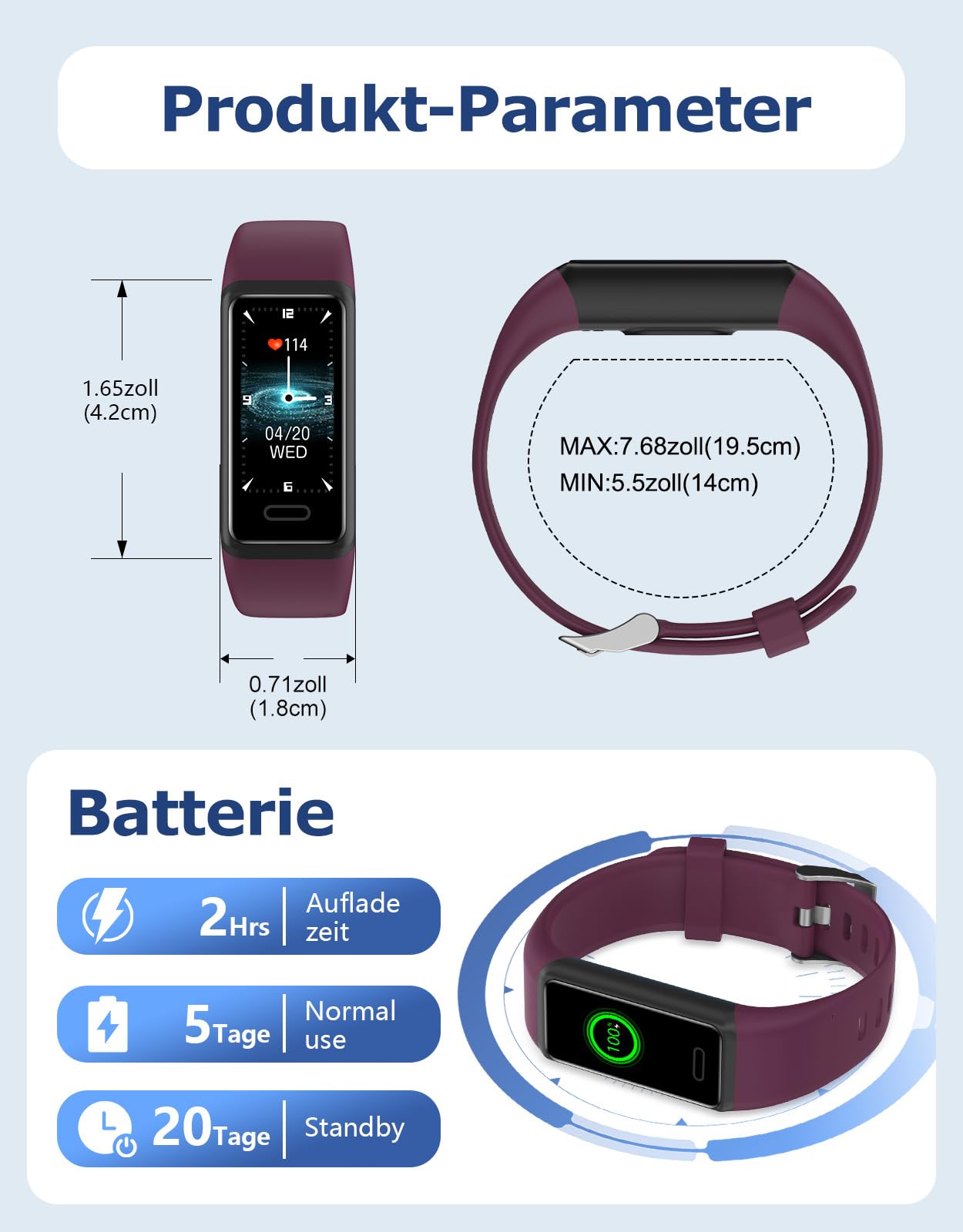 Cloudpoem Fitness Tracker, fitness watch for men and women with heart rate monitor, step counter, calorie counter, sleep monitor, SNS SMS call notification, sports watch IP68 waterproof for iOS Android phone.