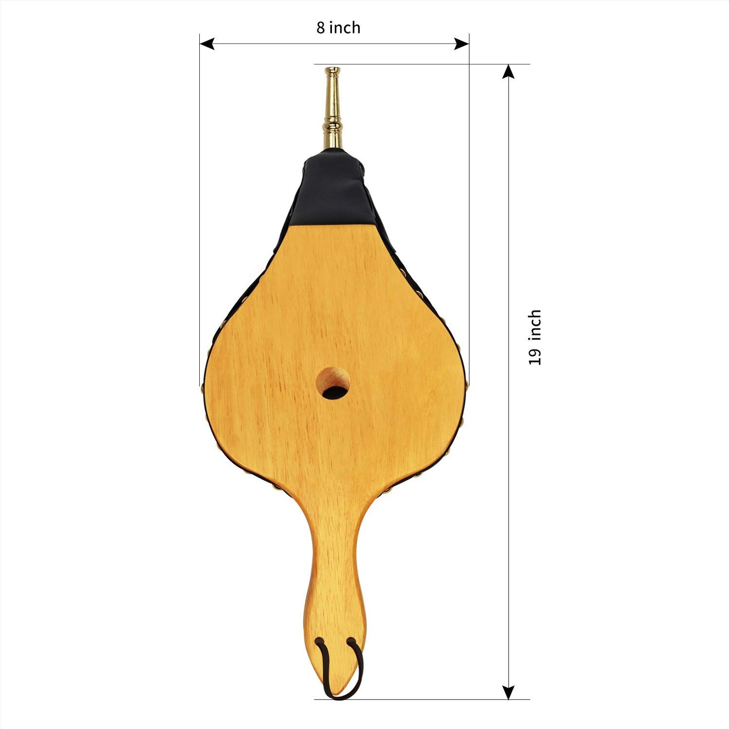 TJ.MOREE Large Bellows, Fireplace Bellows for Indoor Use 48x20cm, Large Wood Fire Blower with Hanging Strap, Long Handle, Metal Nozzle, Great Tool for Fireplace, Fire Pit, Wood Stove, BBQ.