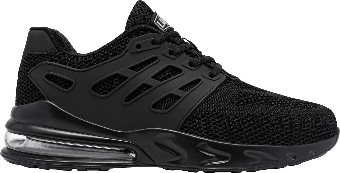 LARNMERN Work Shoes Men Women Safety Shoes S1 Steel Toe Shoes Slip Resistant SRC Lightweight Sporty Air Cushion Breathable Cushioning (42.5EU, Black L213057)
