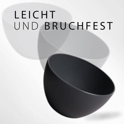 Household Cereal Bowls 12 piece set, shatterproof plastic bowls and dishes, can be used as soup bowls, bowls, and dessert bowls (Matte Anthracite Black, 12 x 750 ml)