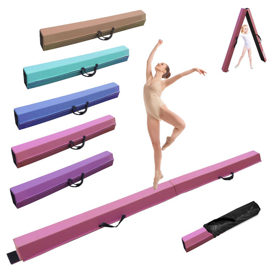 SportBob Balance Beam for Kids, foldable gymnastics beam 300cm PU leather balance beam for home training. Suitable for children's fitness and gymnastics.
