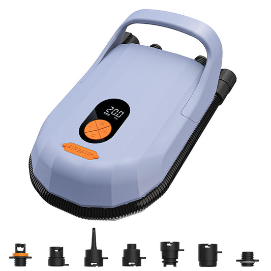 AIRBANK 7800mAh 20PSI SUP electric air pump with rechargeable battery, 12V DC car adapter, inflation and deflation function for paddleboards, surf kites, kayaks, mattresses