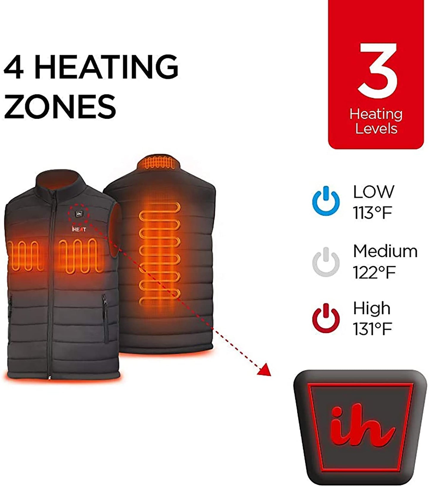 Heated vest for men and women, Electric USB heated vests with QC3.0 14400MAH battery, 3 Adjustable temperature Electric Warm Heated Jacket for outdoor hiking hunting motorcycle camping.