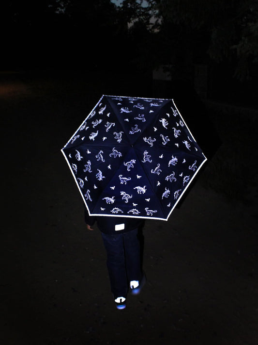 Knirps 4Kids Kids pocket umbrella with reflective trim and reflective dinosaurs - All Around