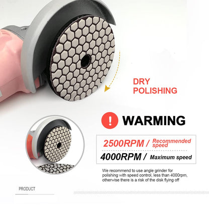 SHDIATOOL Dry Diamond Polishing Pads 7pcs Grit 50 for Granite Concrete Marble Dia 4 Inch/100MM