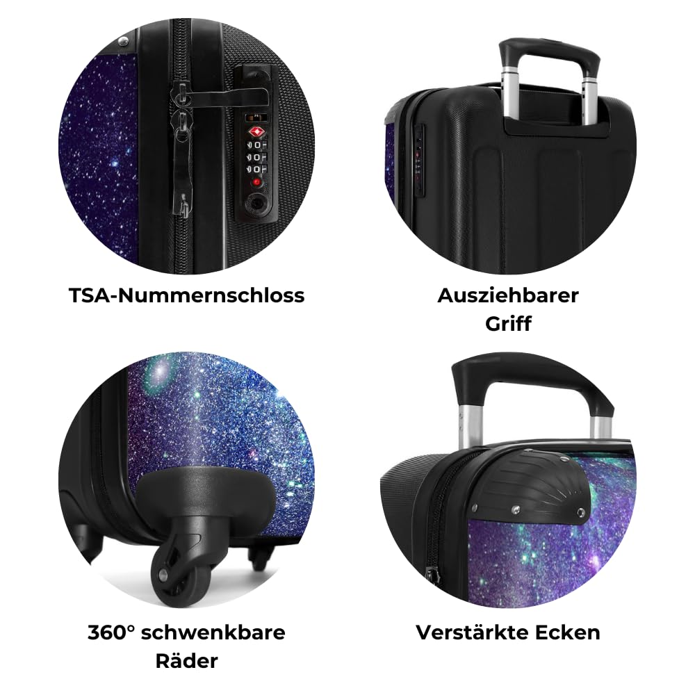 NoBoringSuitcases.com® Kids Suitcase Boys Carry-On Luggage Bag with Wheels Gift - Starry Sky - Space - Boys Suitcase Trolley small, 55x40x20