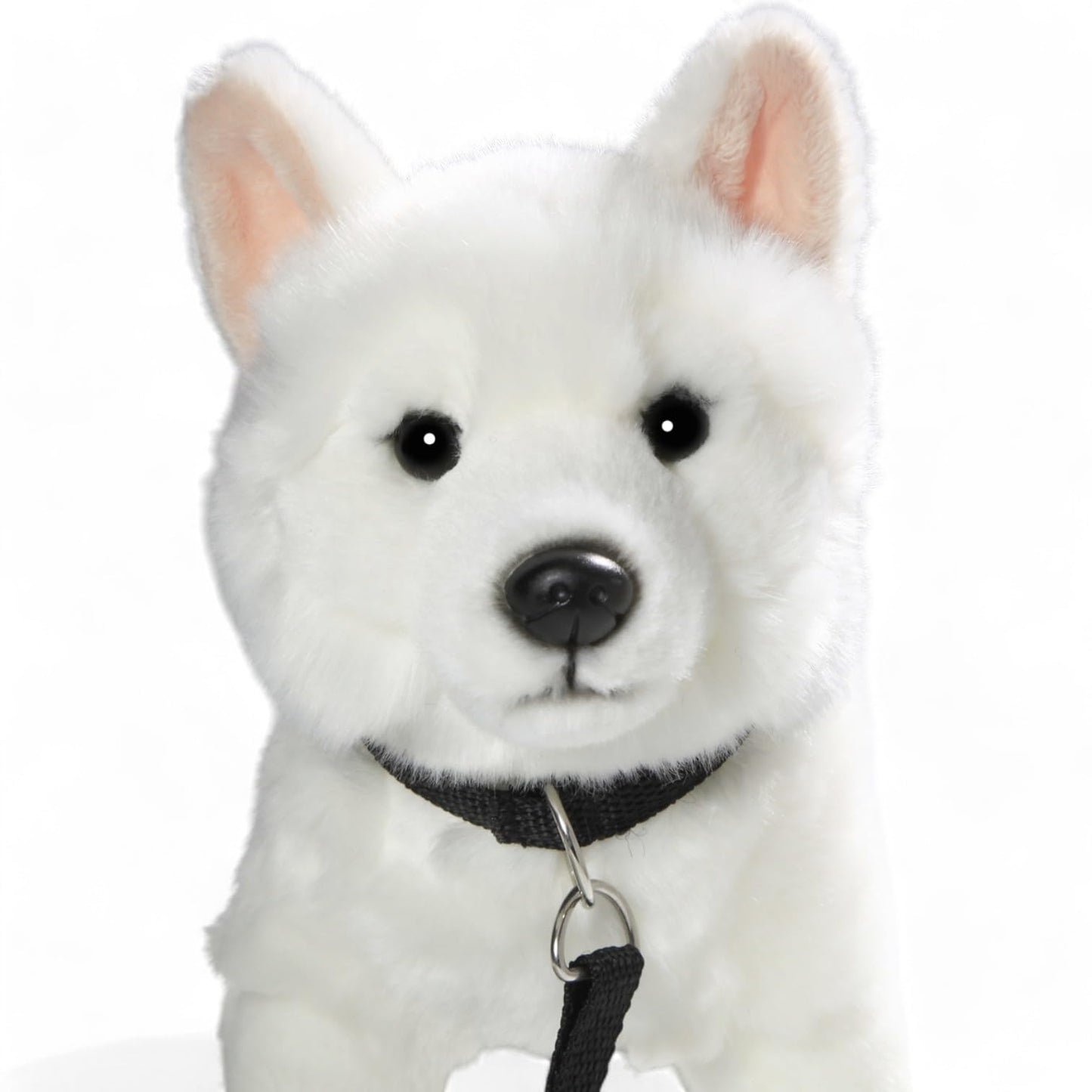 Carl Dick White German Shepherd with leash standing, dog, plush toy, cuddly toy approx. 26cm long, approx. 22cm high 3485