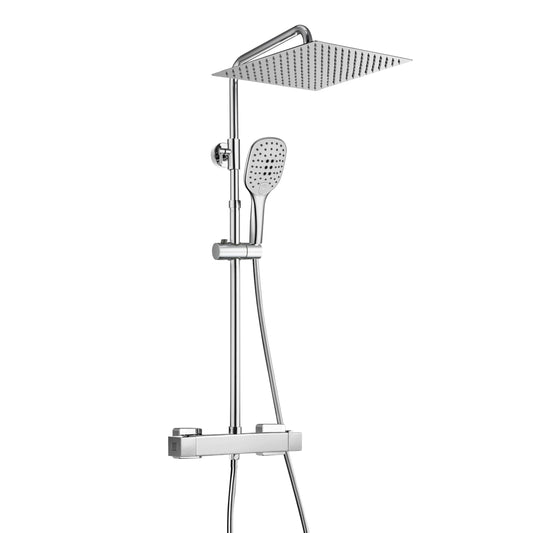 JOHO Thermostat Shower Set Shower System Rain Shower Shower Set Shower Mixer with 304 Stainless Steel Shower Head (Square 30x30cm)