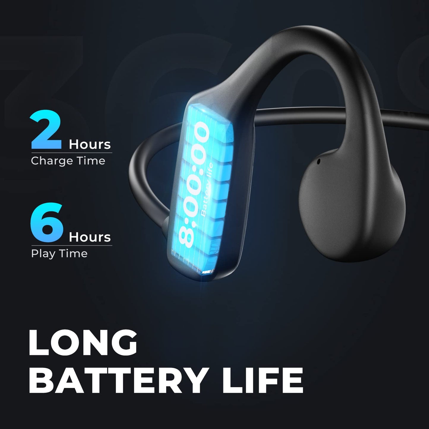 The TELNP waterproof swimming bone conduction headphones are designed with Bluetooth 5.3 technology. These IPX8 underwater headphones come with 32G of MP3 storage for a seamless swimming experience.