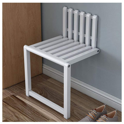 LFIEVO Folding Chair Wall-Mounted Shoe Changing Stool Balcony Solid Wood Chair 150kg Load-Bearing Easy Installation Space-Saving Multifunctional Stool (White)