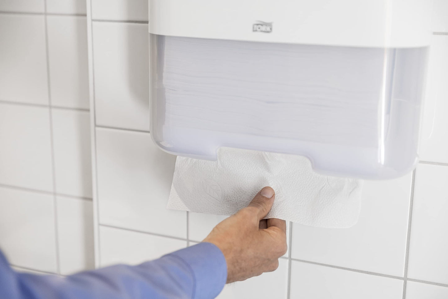 Tork Mini dispenser for zigzag and plyfold paper towels 553100, Elevation Design - Compact H3 towel dispenser for folded towels for single sheet removal, white
