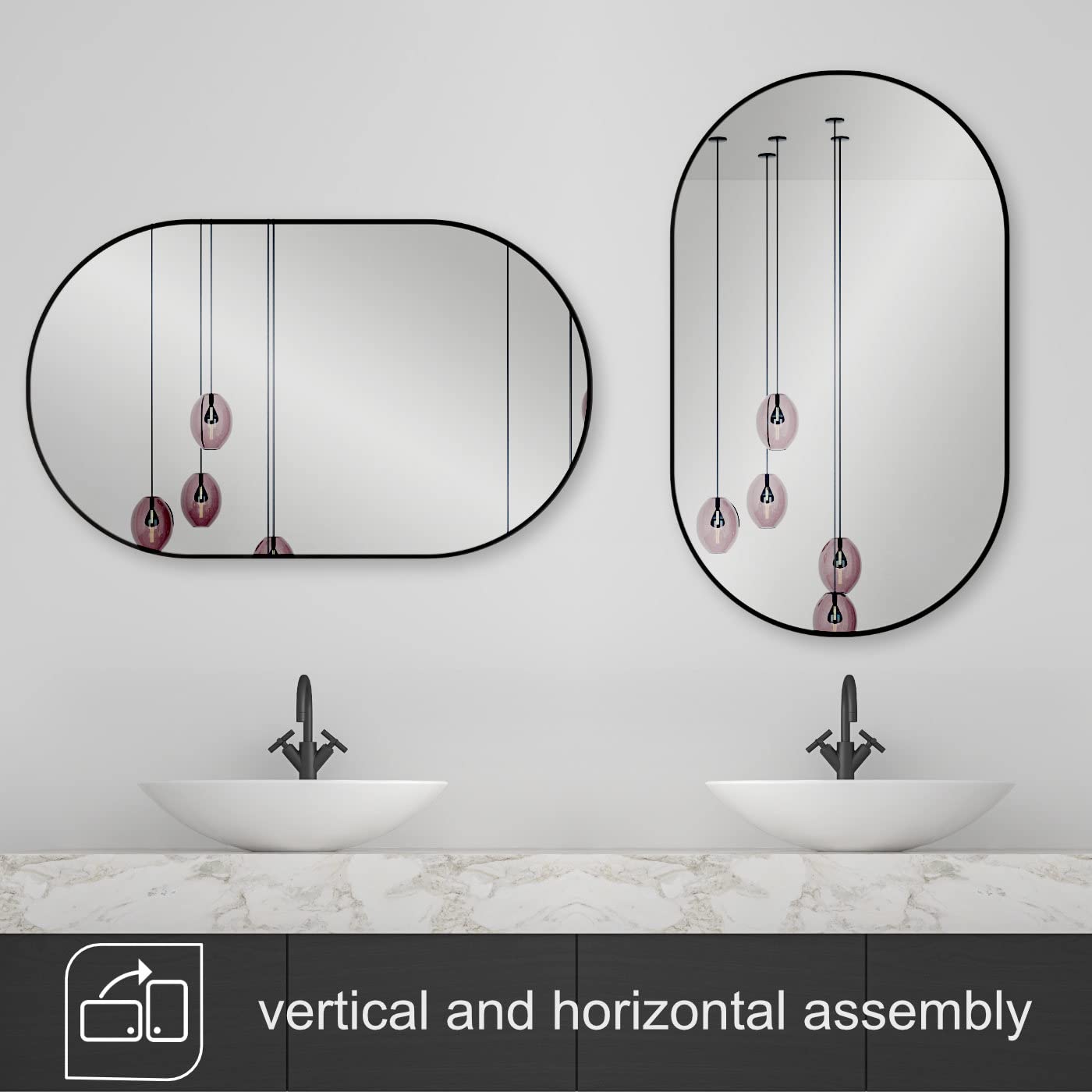 ApeJoy vanity mirror oval 45x75cm, wall mirror