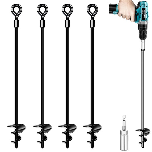 24 inch trampoline ground anchor set of 4, heavy duty trampoline anchor kit for tent, canopy, shed, carport, etc. Trampoline anchor kit for strong wind.