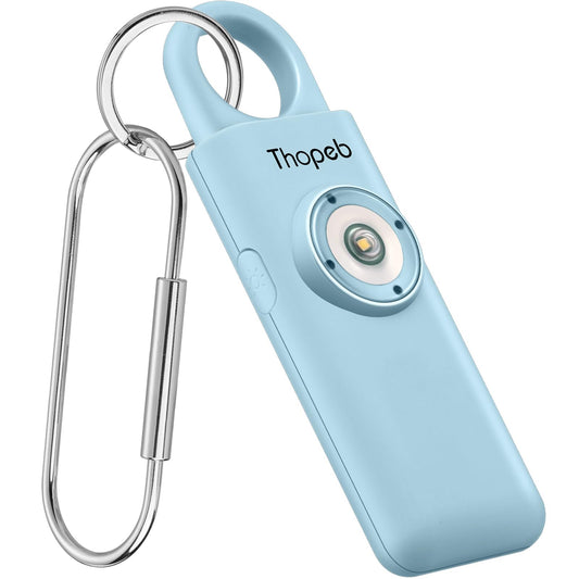 The original personal alarm for women, keychain with alarm, rechargeable, 135 dB siren, strobe light, SOS LED light. Helps seniors and children in emergencies. (Aqua)
