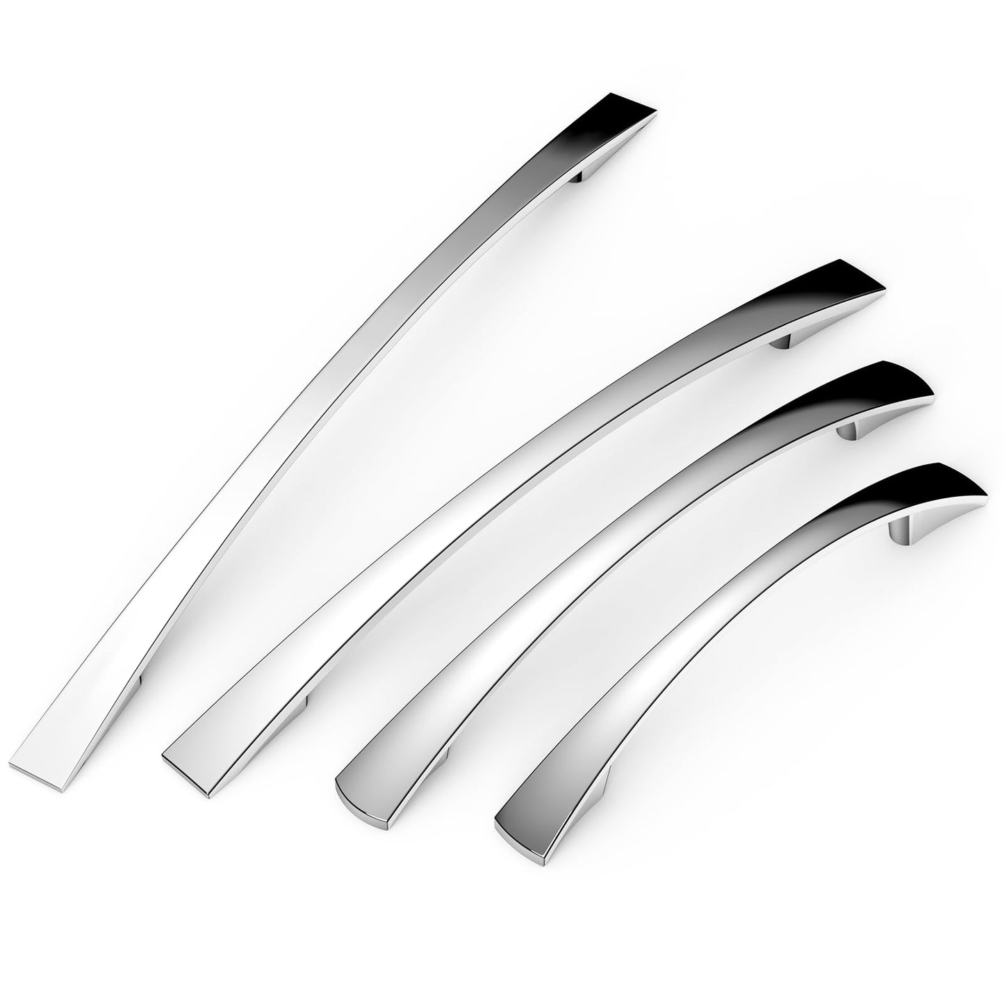 FURNIWARE 10pcs Furniture Handles, 128mm Hole Spacing Cabinet Handles Kitchen Handles for Cabinets and Drawers - Chrome