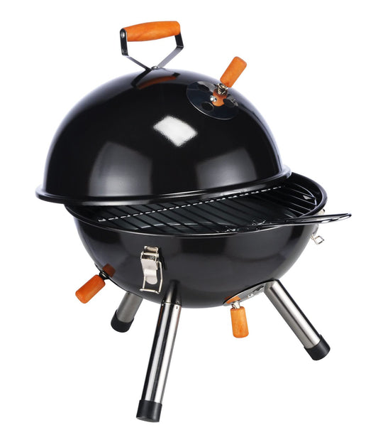 Mini charcoal grill in black - 45 cm x 32 cm - the perfect portable grill for picnics.