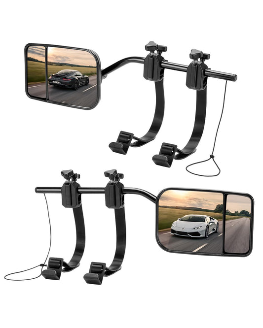 CEMOFE Caravan Side Mirrors Universal Caravan Mirror Double Convex Mirror Multiple Angles for All Common Vehicle Types (2 pieces)