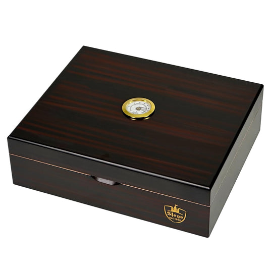 Slege Cigar Humidors, Humidor cigars, Spanish Cedar Wood Cigar Box, with Humidor humidifier, Hygrometer, Divider, single layer, Men's Gift Cigar Accessories (10-30 cigars)