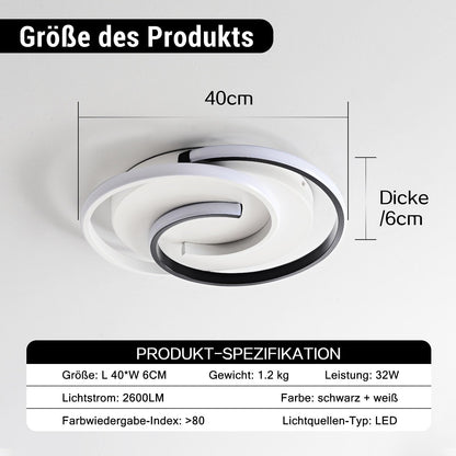 LED ceiling light, modern dimmable ceiling light with remote control for living room, black-white bedroom lamp, round design with memory function. Suitable for living room, bedroom, office.